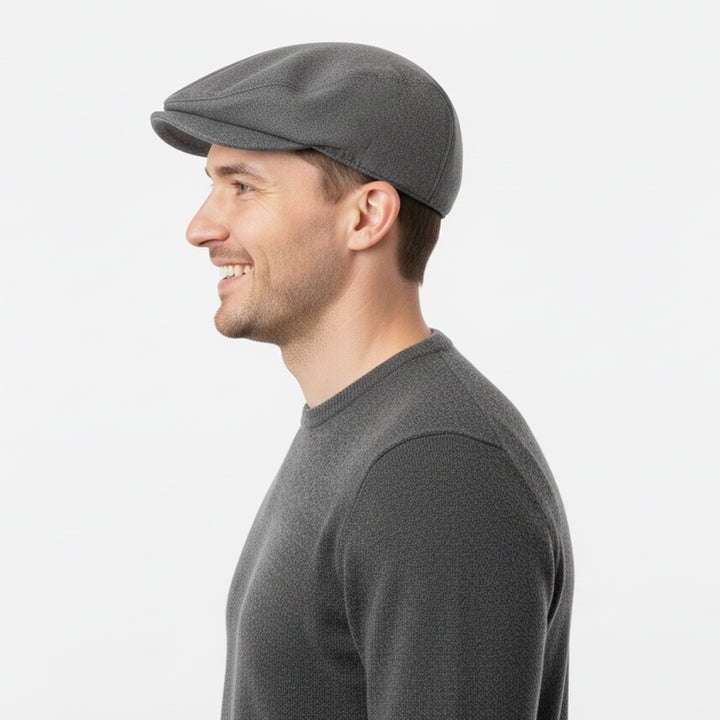 Genuine Leather Flat Ivy Cap for Men &amp; Women – Classic Newsboy Driving Hat with Adjustable Fit, Soft Lining &amp; Short Brim – Gray