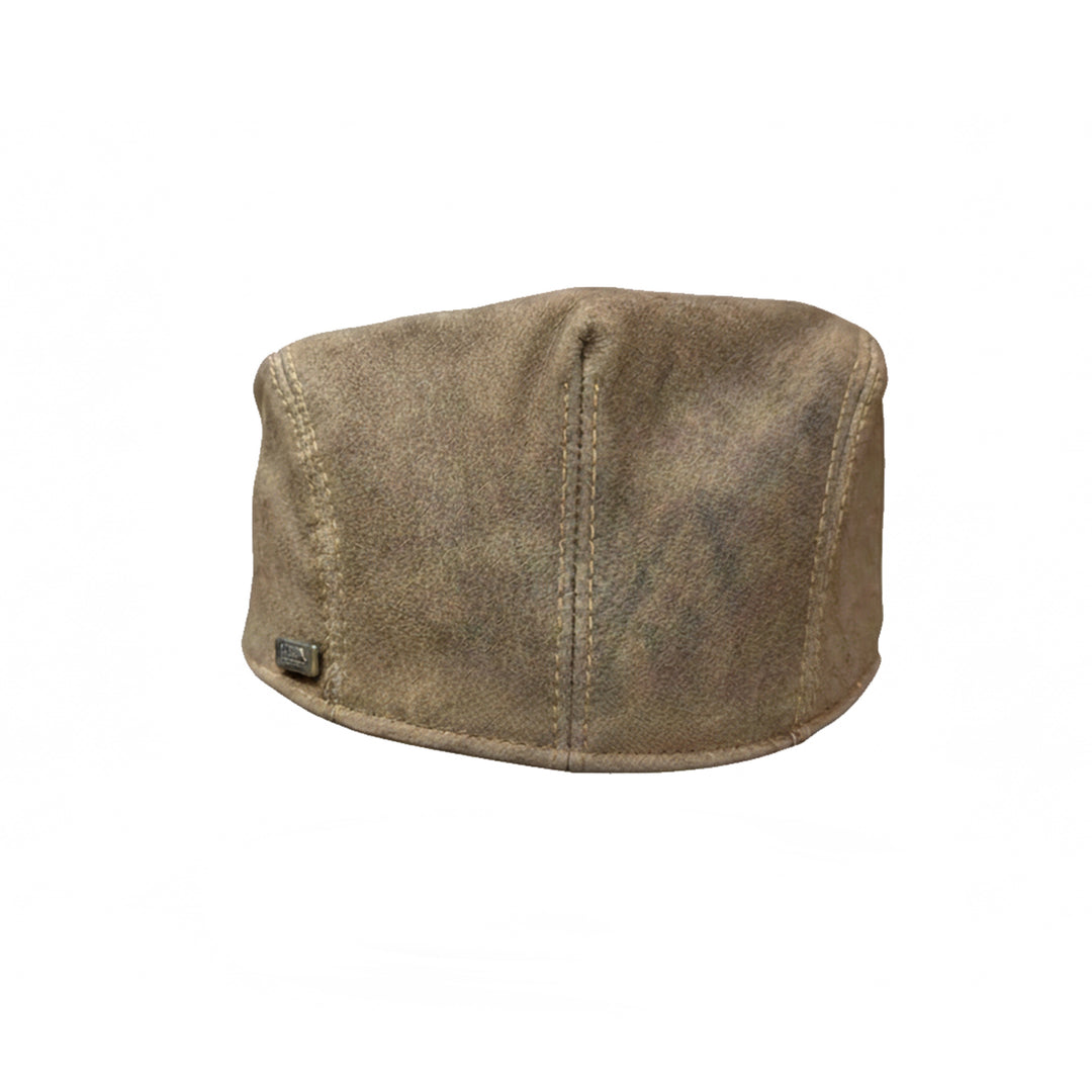 Konic Distressed Genuine Leather Flat Cap for Men &amp; Women – Vintage Newsboy Cap - Brown