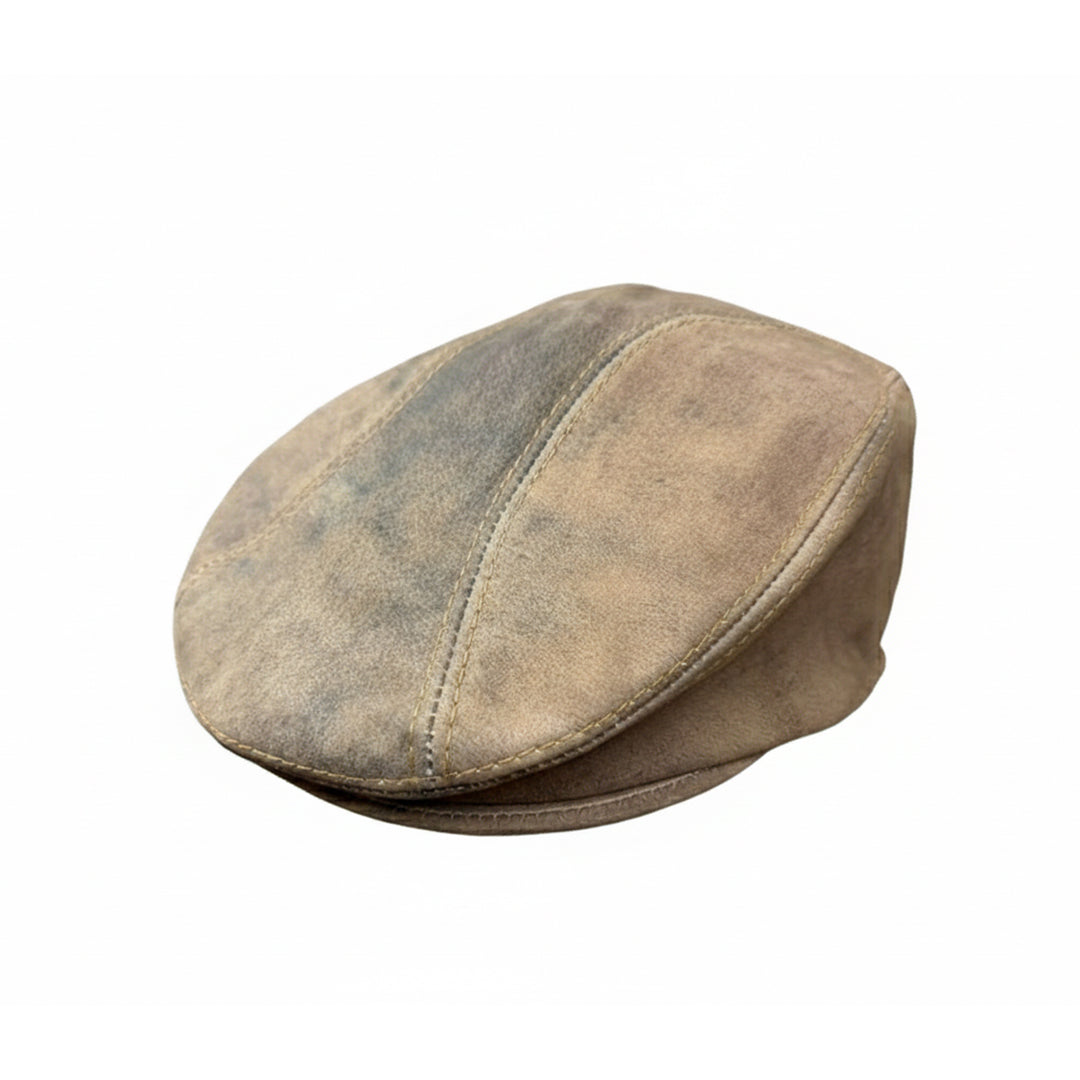 Konic Distressed Genuine Leather Flat Ivy Cap for Men &amp; Women – Vintage Newsboy Cap Classic Short Brim