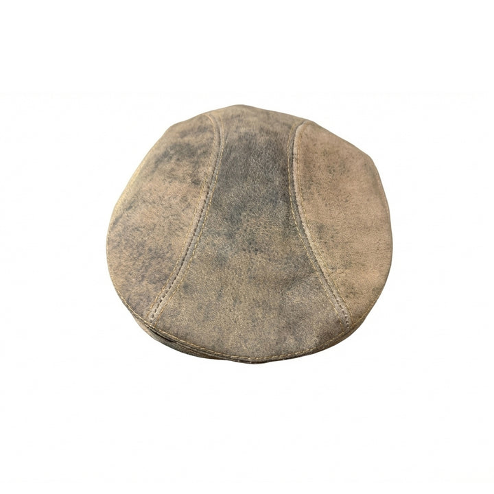 Konic Distressed Genuine Leather Flat Ivy Cap for Men &amp; Women – Vintage Newsboy Cap Classic Short Brim