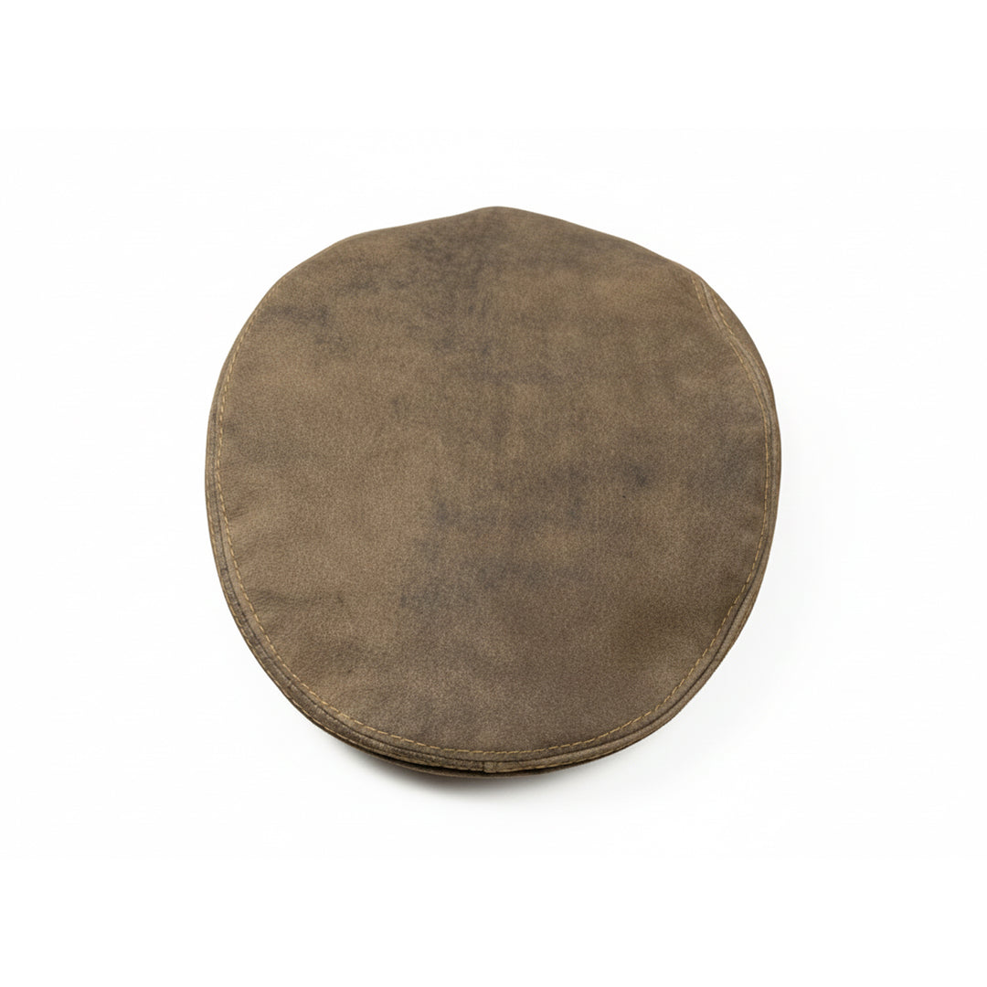 Konic Distressed Genuine Leather Flat Cap for Men &amp; Women – Vintage Newsboy Cap - Brown