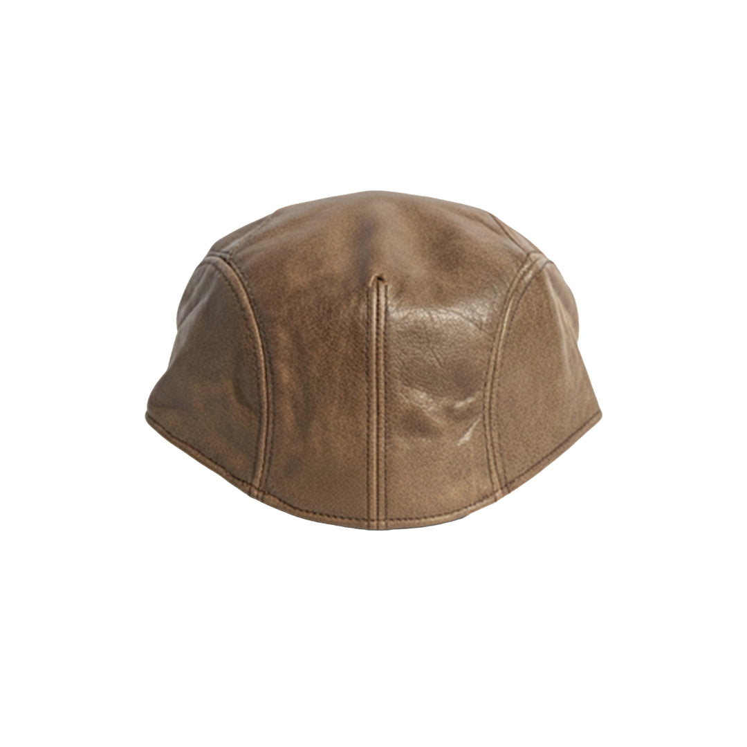 Genuine Distressed Leather Flat Ivy Cap for Men &amp; Women – Vintage Newsboy Driving Hat with Adjustable Fit, Soft Lining &amp; Classic Short Brim – Light Brown
