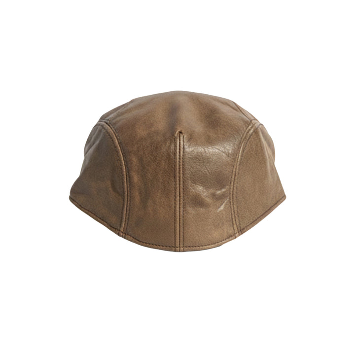 Genuine Distressed Leather Flat Ivy Cap for Men &amp; Women – Vintage Newsboy Driving Hat with Adjustable Fit, Soft Lining &amp; Classic Short Brim – Light Brown