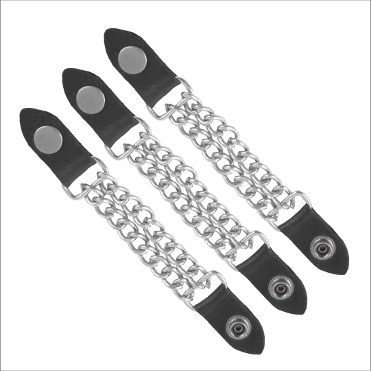 Motorcycle Vest Link Extension Genuine Leather Biker Vest Extender Chrome Chain