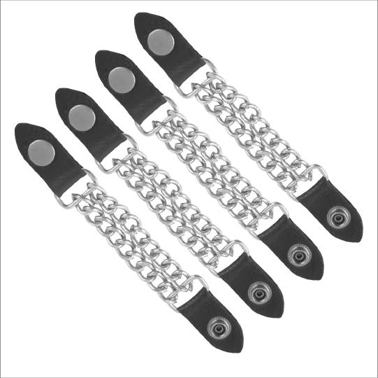 Motorcycle Vest Link Extension Genuine Leather Biker Vest Extender Chrome Chain