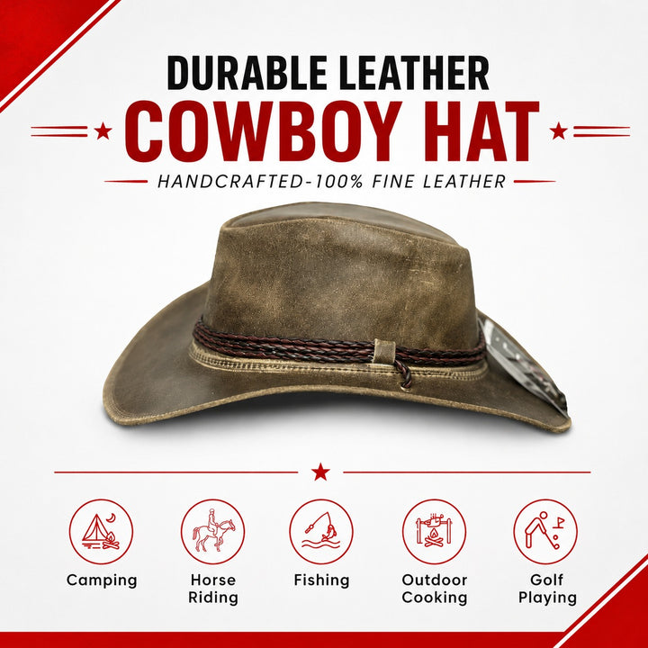 Banjo  Crazy Leather  Western  Rider Leather Cowboy Hats