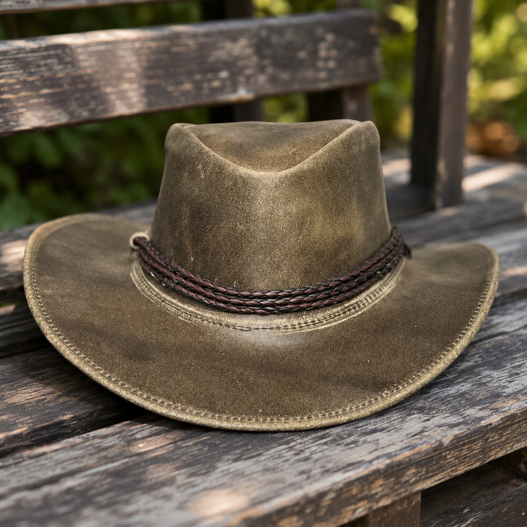 Banjo  Crazy Leather  Western  Rider Leather Cowboy Hats