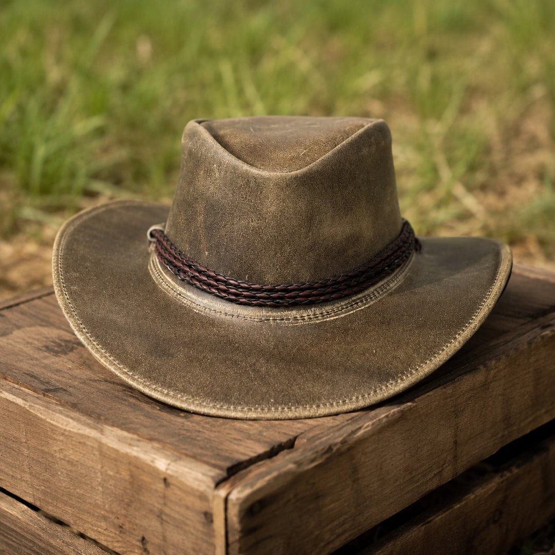 Banjo  Crazy Leather  Western  Rider Leather Cowboy Hats