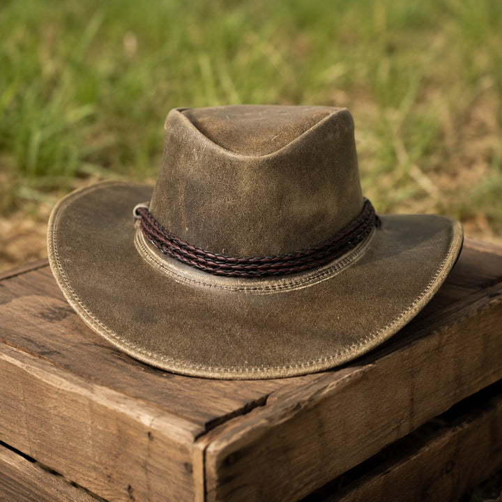 Banjo  Crazy Leather  Western  Rider Leather Cowboy Hats