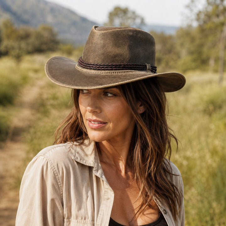 Banjo  Crazy Leather  Western  Rider Leather Cowboy Hats