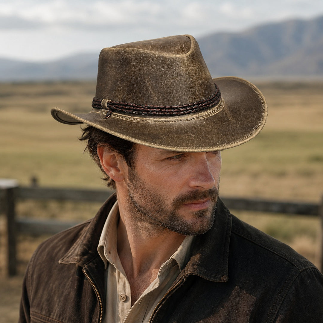 Banjo  Crazy Leather  Western  Rider Leather Cowboy Hats