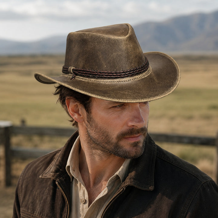 Banjo  Crazy Leather  Western  Rider Leather Cowboy Hats