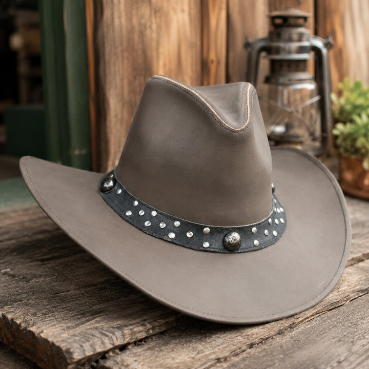 Leather Scootin Bar Cowboy Hat – 100% Top Grain Leather Western Hat for Men &amp; Women, Shapeable Brim, Handcrafted Outback Hat