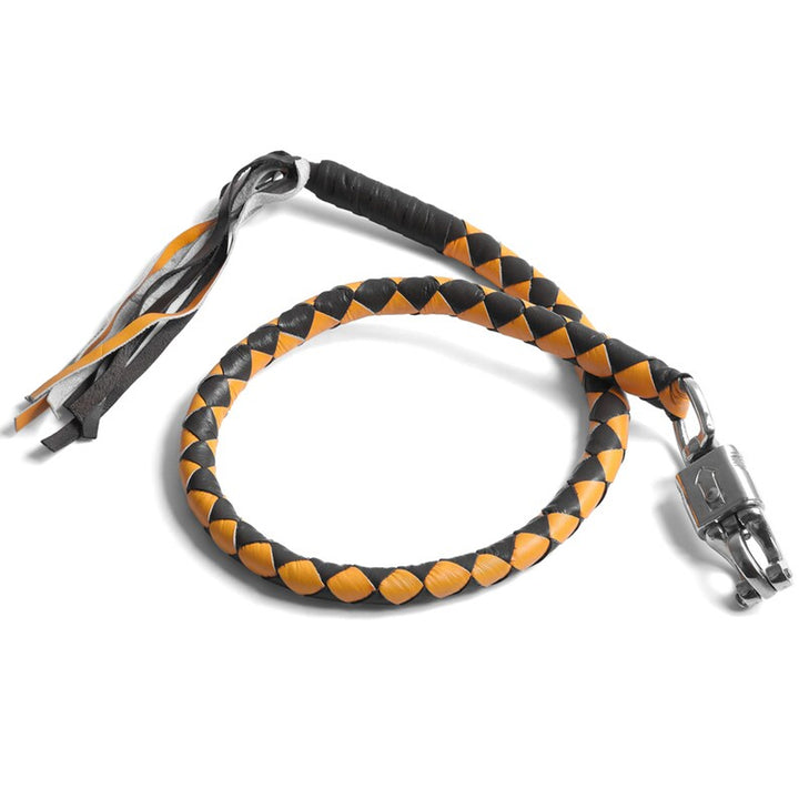 Get Back Whip 42" Biker Motorcycle Leather Whip Black &amp; Yellow