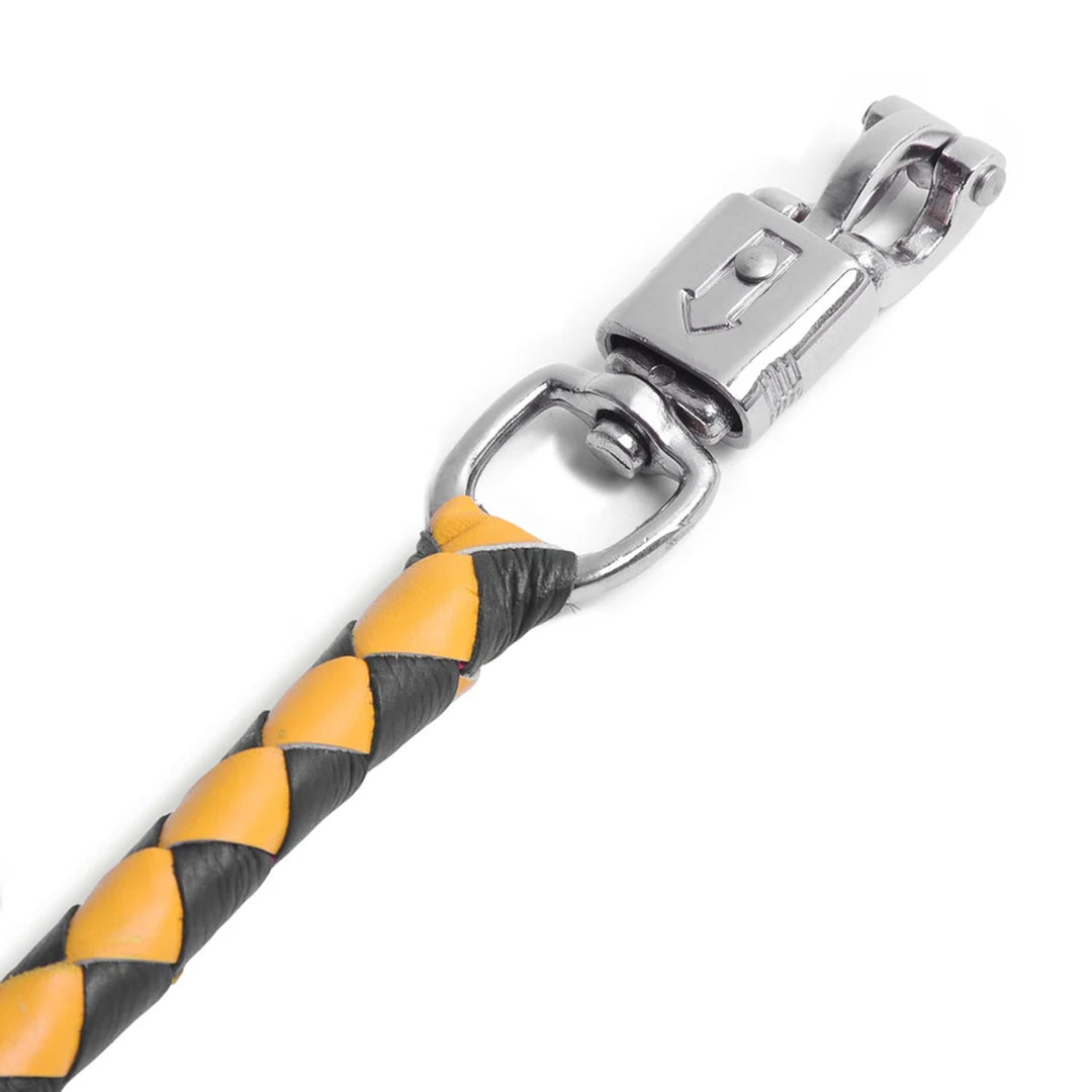 Get Back Whip 42" Biker Motorcycle Leather Whip Black &amp; Yellow