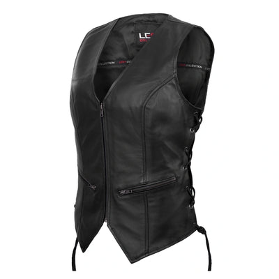 Women's Black Leather Motorcycle Vest