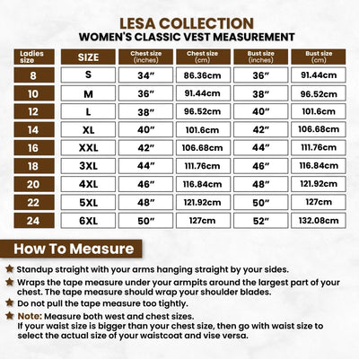 Women's Black Leather Motorcycle Vest Size Chart