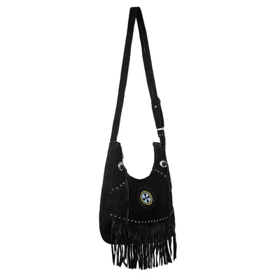Women's Black Suede Fringe Purse Crossbody Shoulder Bag