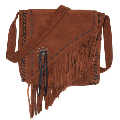 Women’s Brown Suede Fringe Crossbody Bag