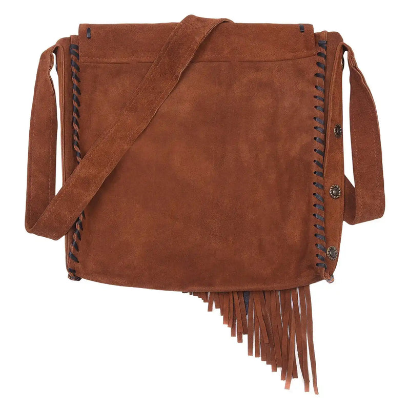 Women’s Brown Suede Fringe Crossbody Bag