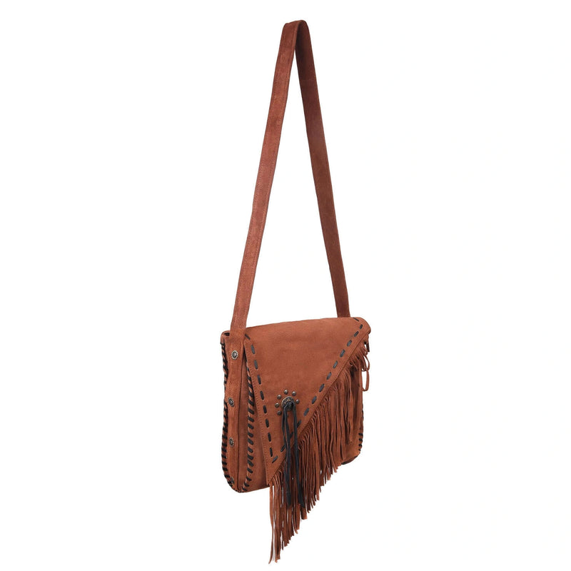 Women’s Brown Suede Fringe Crossbody Bag