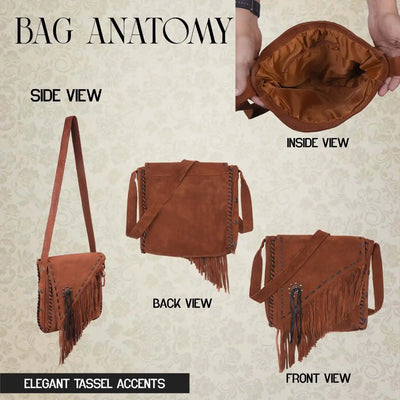 Women’s Brown Suede Fringe Crossbody Bag