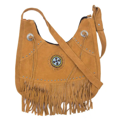 Women's Dull Brown Suede Fringe Purse Shoulder Crossbody Bag