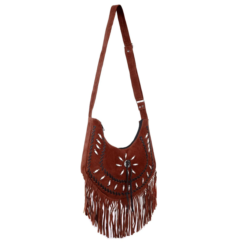 Women’s Reddish Brown Fringe Crossbody Bag