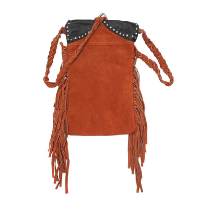 Women’s Suede Fringe Boho Rusty Brown Leather Crossbody Bag