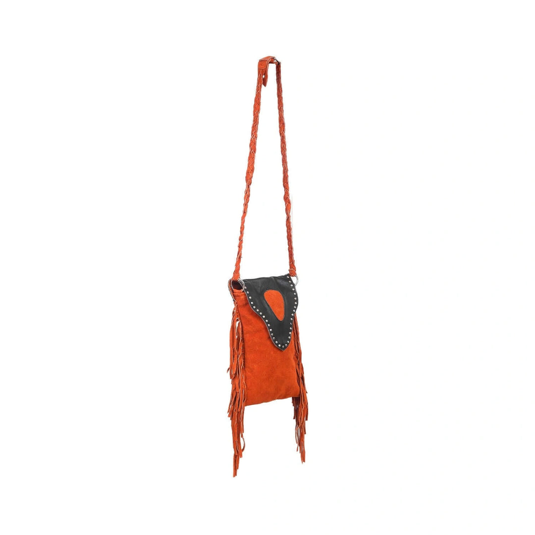 Women’s Suede Fringe Boho Rusty Brown Leather Crossbody Bag