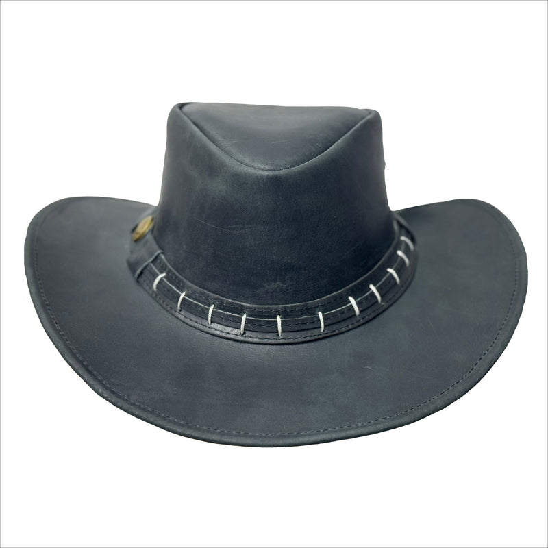 Lesa Collection: Chic Maracaibo Leather Band Cowgirl Hat with Deformable Brim, Vintage Maracaibo Leather Cowboy Hat