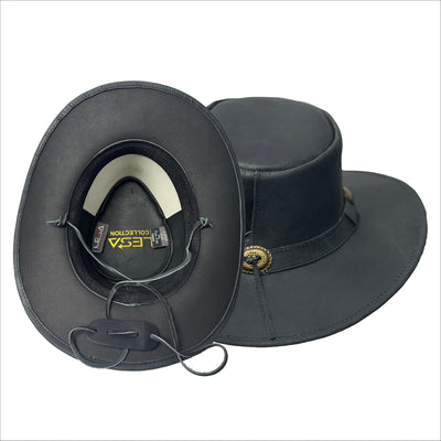 Lesa Collection: Chic Maracaibo Leather Band Cowgirl Hat with Deformable Brim, Vintage Maracaibo Leather Cowboy Hat