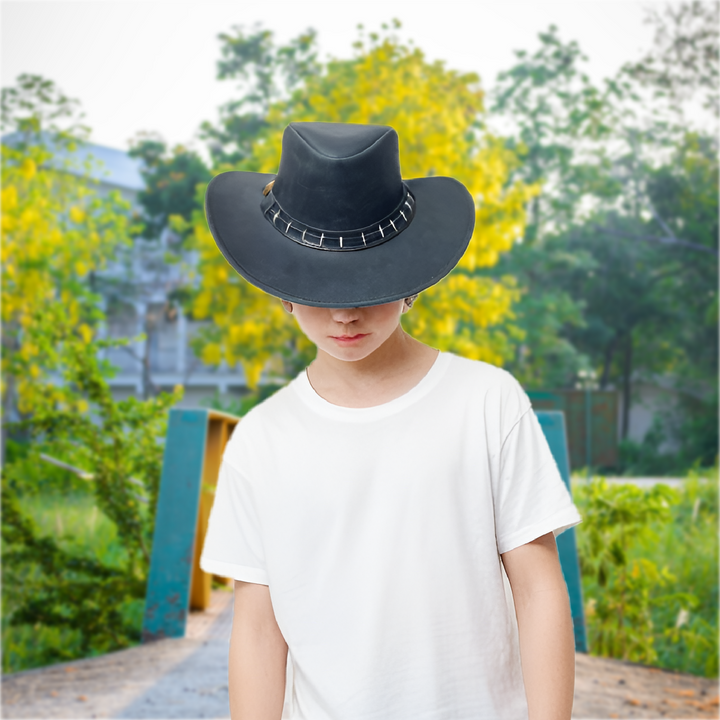 Maracaibo Leather Cowboy Hat for Men &amp; Women – Genuine Cowhide Outback Hat with Shapeable Brim, Handcrafted Western Style