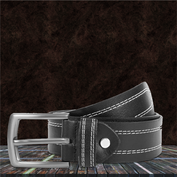 Berreri Men’s Genuine Leather Belt For Men With Strong Metal Buckle With Durable Double Stitching