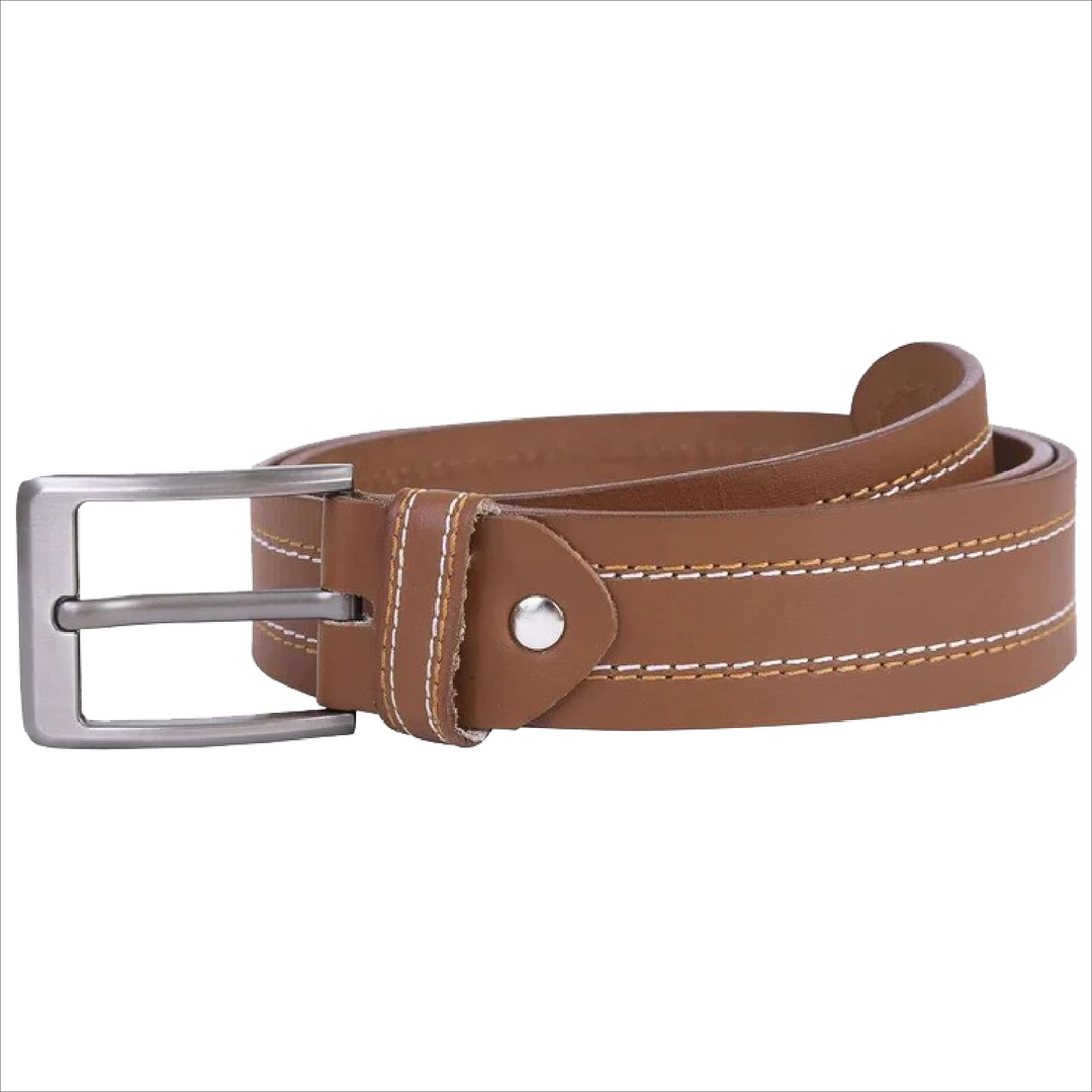 Berreri Men’s Genuine Leather Belt For Men With Strong Metal Buckle With Durable Double Stitching