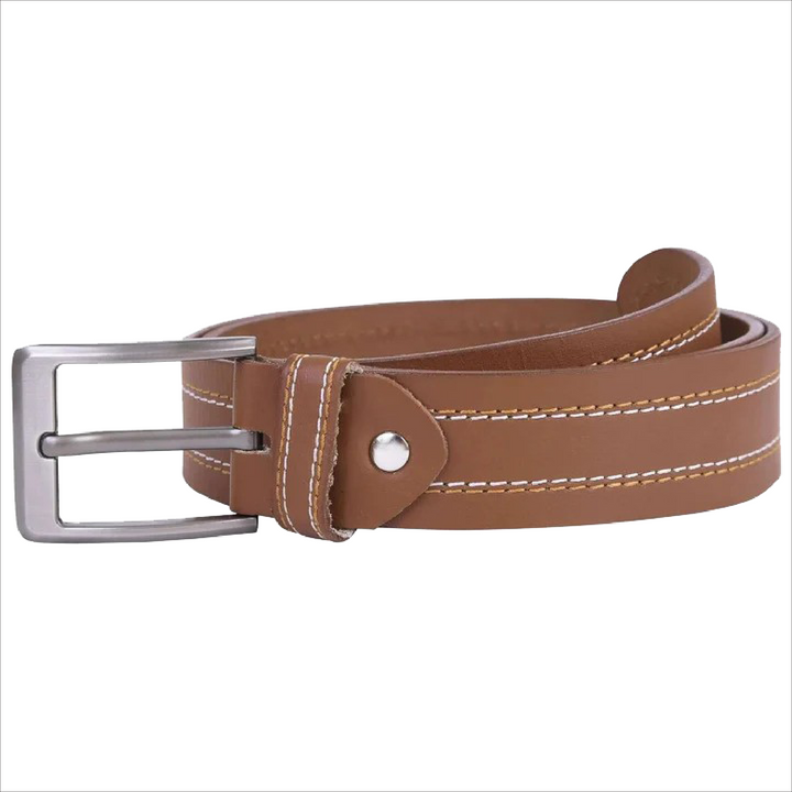 Berreri Men’s Genuine Leather Belt For Men With Strong Metal Buckle With Durable Double Stitching