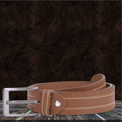 leather stich belt Mens Genuine FULL GRAIN Classic Leather Belt Belts Casual Jean Buckle Brown