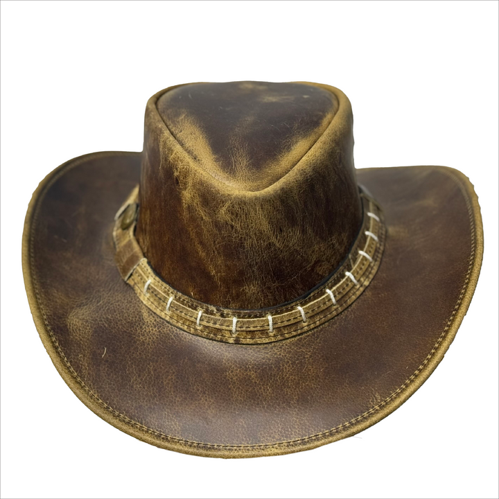 Maracaibo Leather Cowboy Hat for Men &amp; Women – Genuine Cowhide Outback Hat with Shapeable Brim, Handcrafted Western Style