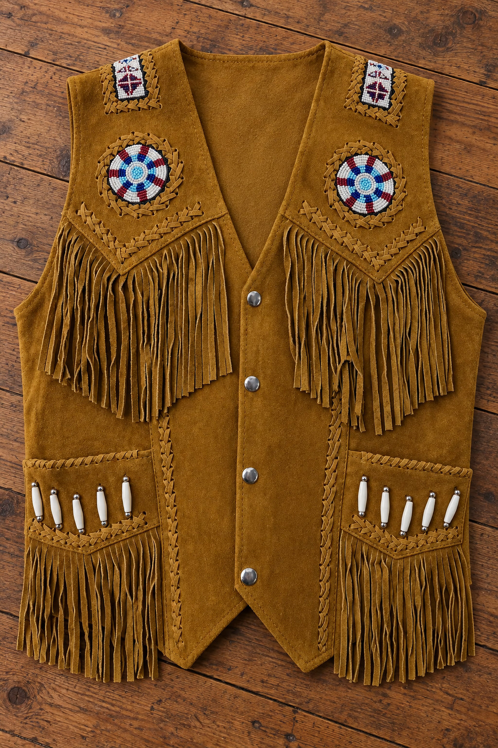 Suede Leather Vest with Fringes  waistcoat with beaded