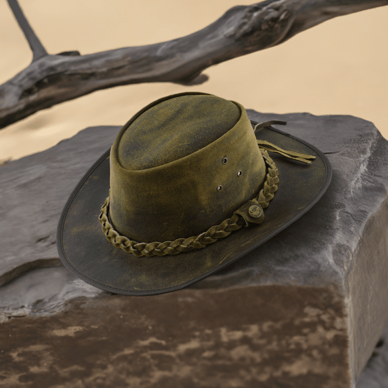 Safari Crazy  Leather Hats for Men & Women Outback Traveller Hat Unisex