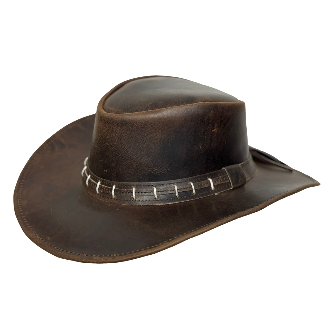 Maracaibo Leather Cowboy Hat for Men &amp; Women – Genuine Cowhide Outback Hat with Shapeable Brim, Handcrafted Western Style