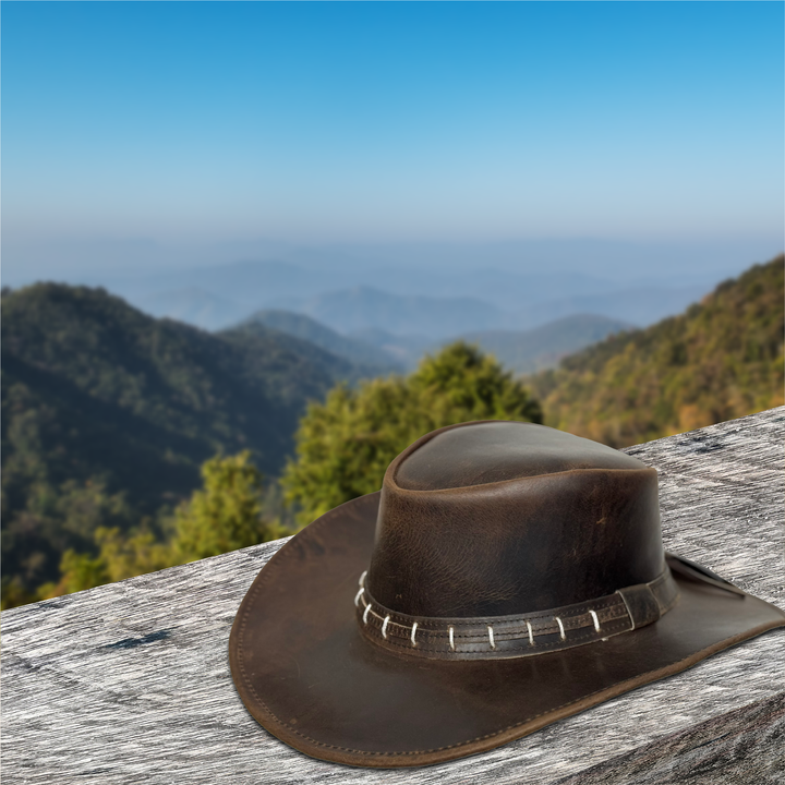 Maracaibo Leather Cowboy Hat for Men &amp; Women – Genuine Cowhide Outback Hat with Shapeable Brim, Handcrafted Western Style