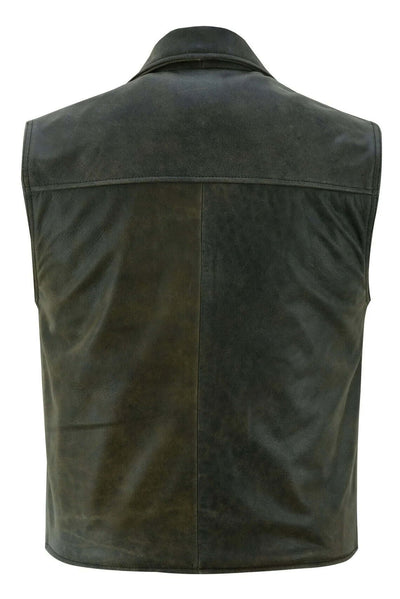 leather vest | black leather vest | Lesa Collection Distressed Vest | leather vests for men