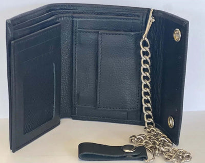 Handmade Black Biker Leather Wallet with Chain  | Leather Wallet