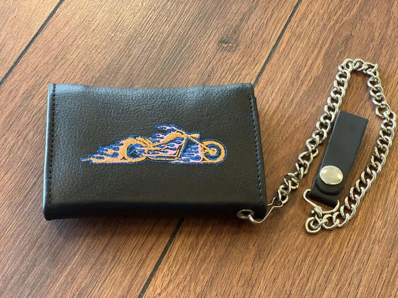 Handmade Black Biker Leather Wallet with Chain  | Leather Wallet