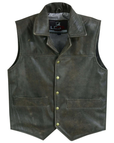 leather vest | black leather vest | Lesa Collection Distressed Vest | leather vests for men