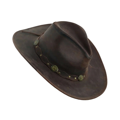 Deadwood Brown Leather Western Hat For Cowboy And Cowgirl