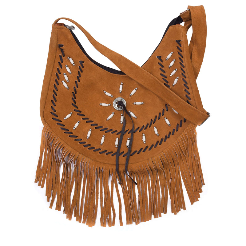 Lesa Collection Premium Western Fringe Purse with Adjustable Straps - Stylish Suede Leather Fringe Bag for Women