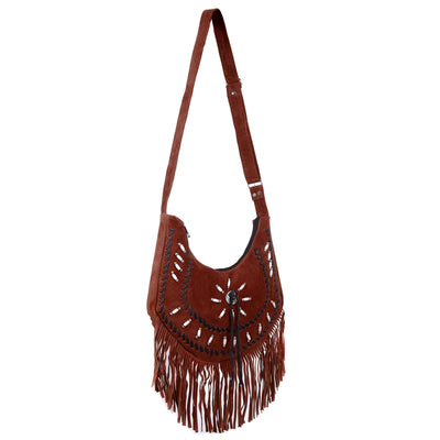 Lesa Collection Premium Western Fringe Purse with Adjustable Straps - Stylish Suede Leather Fringe Bag for Women