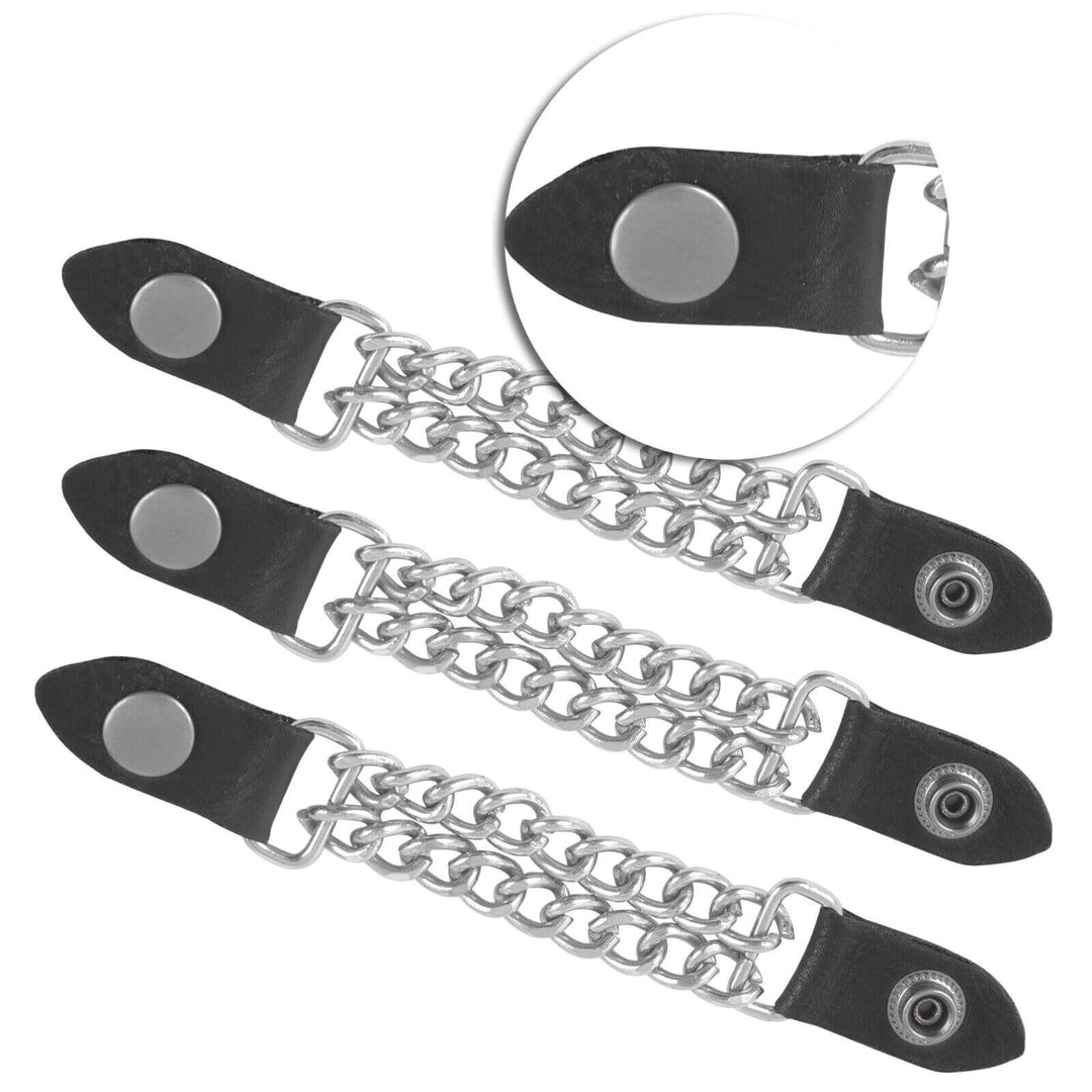 Motorcycle Vest Link Extension Genuine Leather Biker Vest Extender Chrome Chain&amp;nbsp;